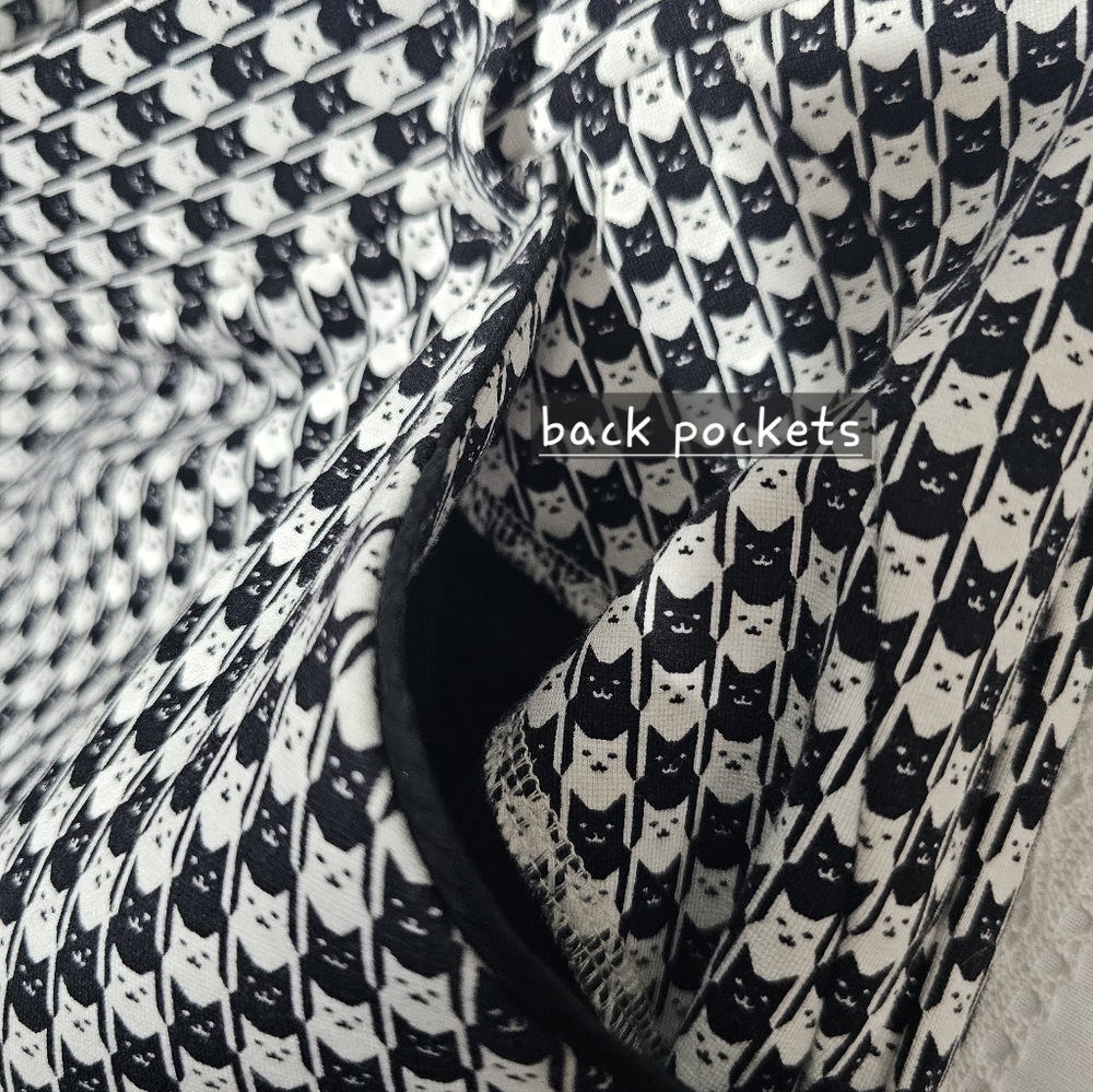 Betabrand Catstooth Dress Pant Yoga Pants L Short Petite NWOT Black White Cat - Picture 11 of 16